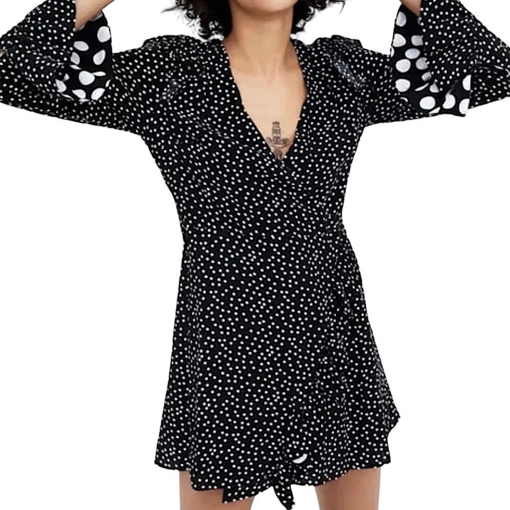 Zara Black and White Polka Dot Dress